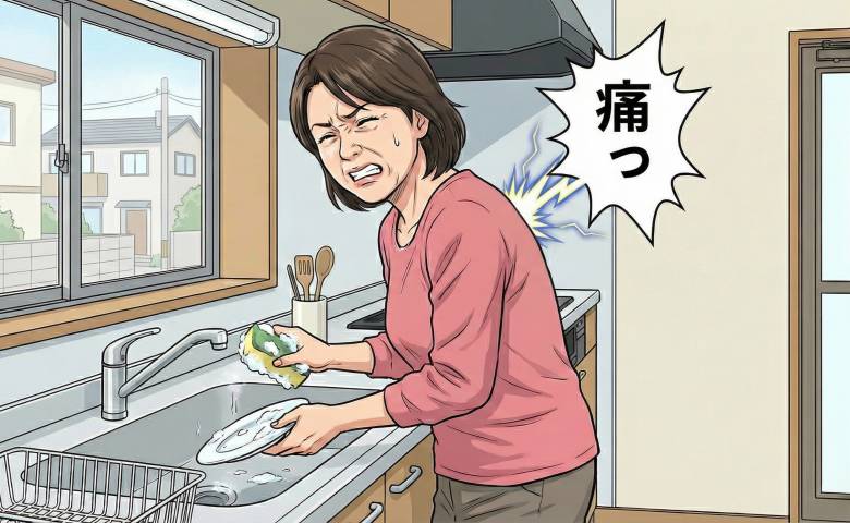 背中に痛みが走った女性