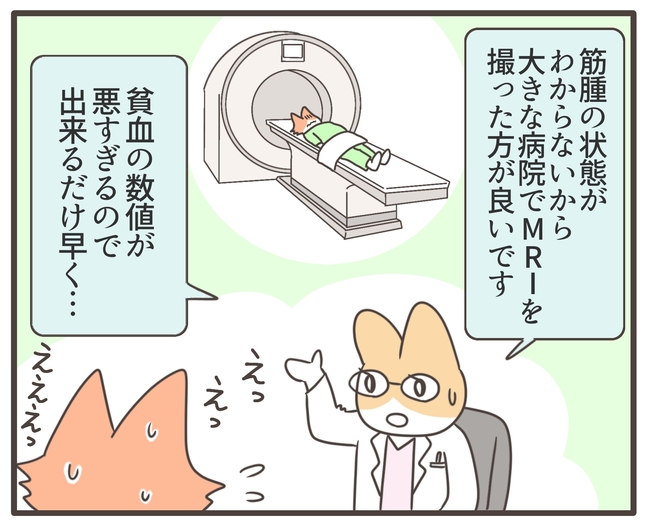 貧血放置で子宮筋腫手術／宮島もっちー