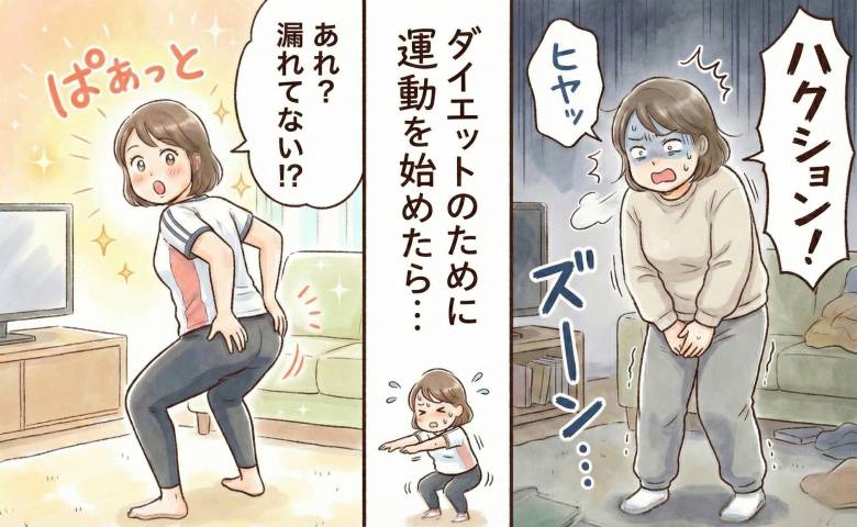 40代で尿漏れが悪化した女性が減量のため運動を習慣にした様子
