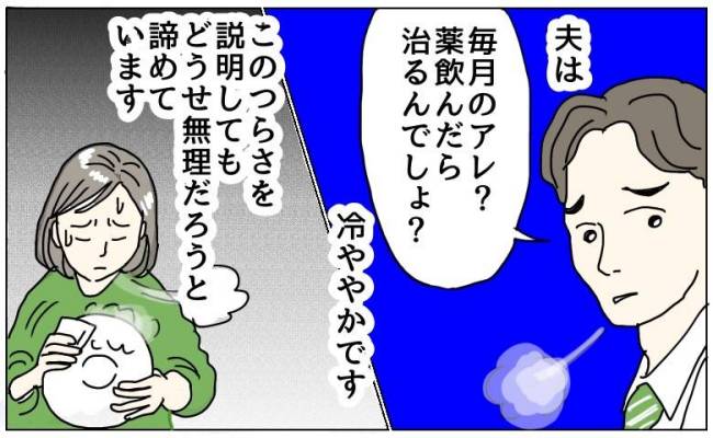 生理で寝込む妻に心ない発言をする夫