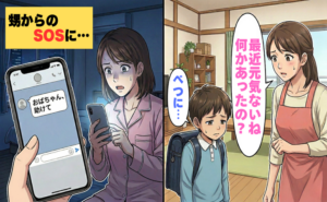 甥からのSOSメッセージに驚く叔母