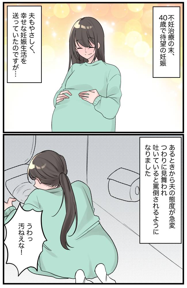 妊娠中の妻をののしる夫