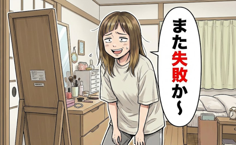 美容院での失敗を深くは気に留めない女性のイメージ