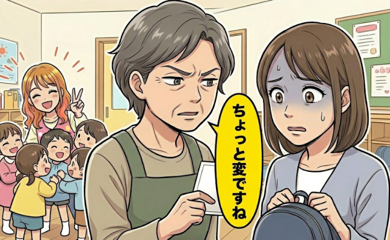 保育士から指摘を受ける女性のイメージ