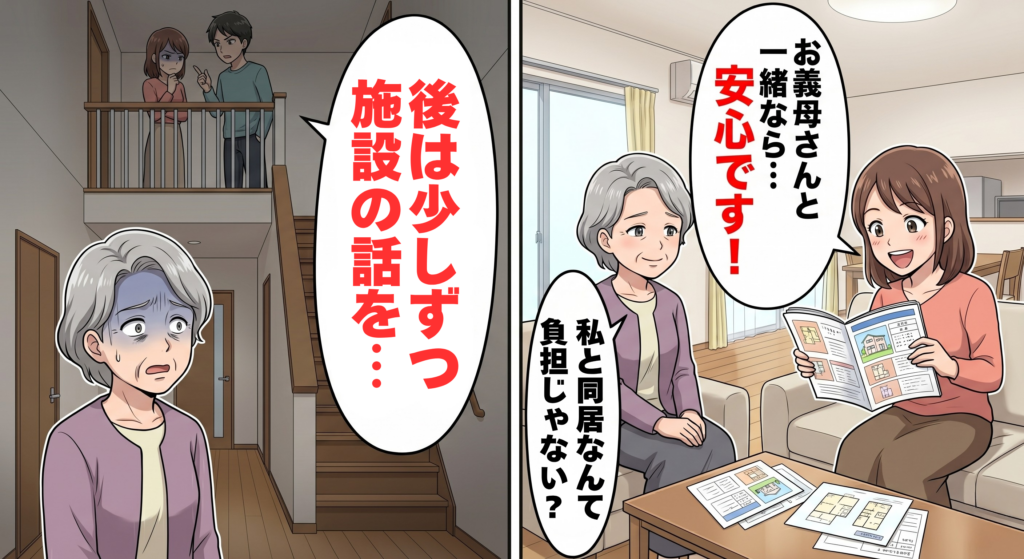 長男夫婦との同居生活を検討している姑