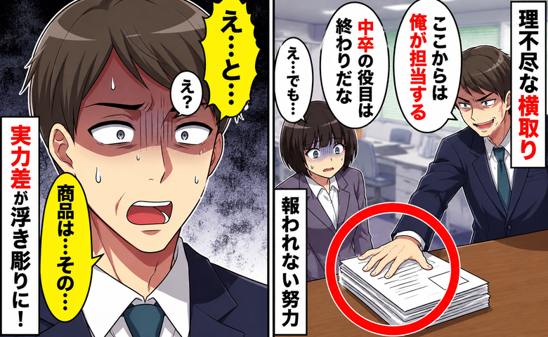 中卒の女性を見下し、仕事を横取りする先輩
