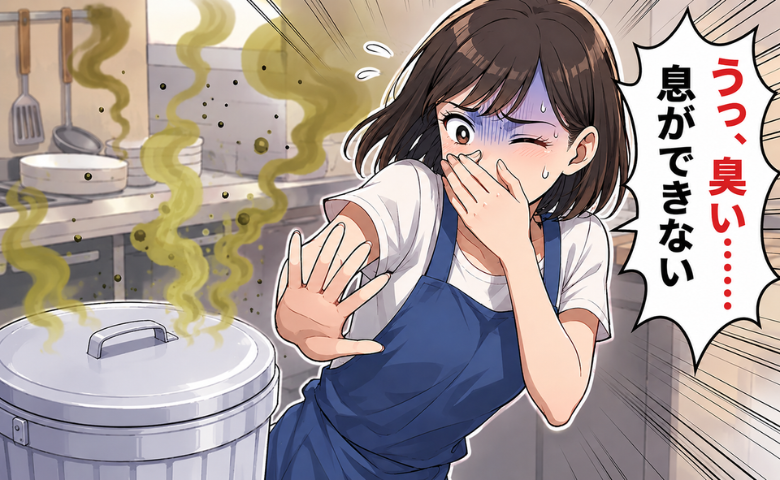 ごみの悪臭につらさを感じる女性のイメージ