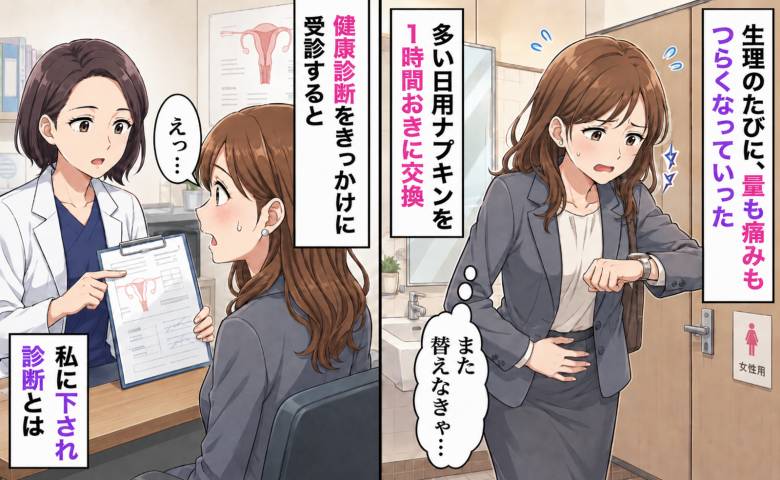 生理が重く受診した女性