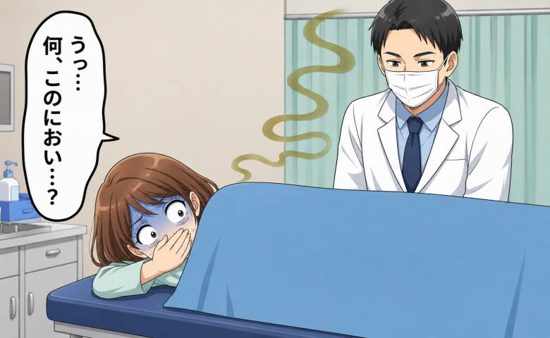 粉瘤の処置中の女性