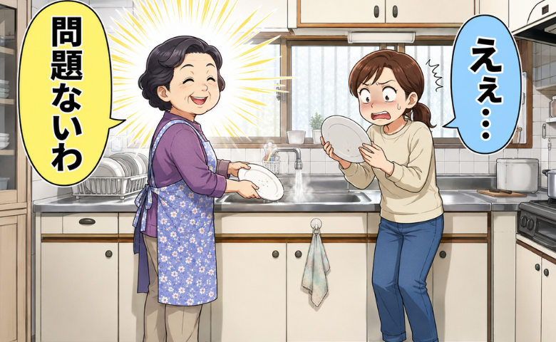 義母の「昔からの方法」に困惑する女性のイメージ