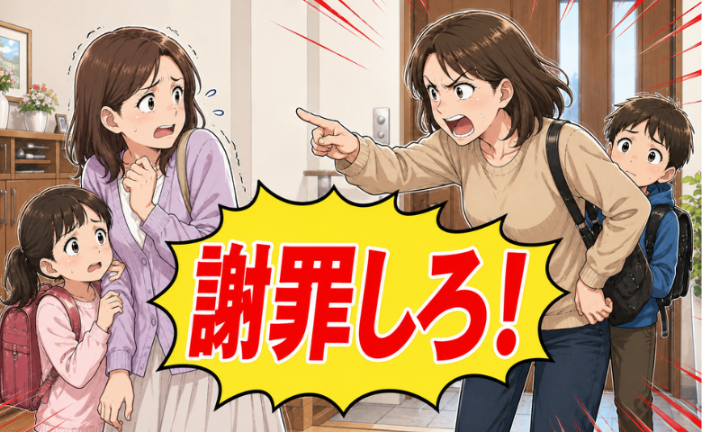 強い口調で謝罪を要求するママ友のイメージ