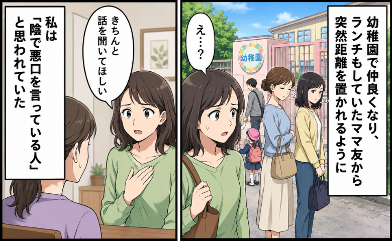 仲良くしていたママ友から突然距離を置かれてしまった女性のイメージ