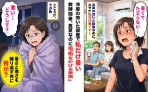 暑さの後に寒さが来る女性