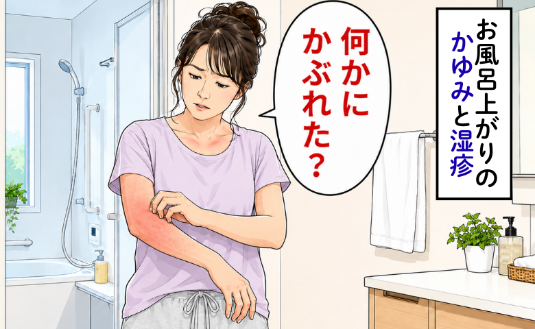 入浴後に強いかゆみを感じる女性のイメージ