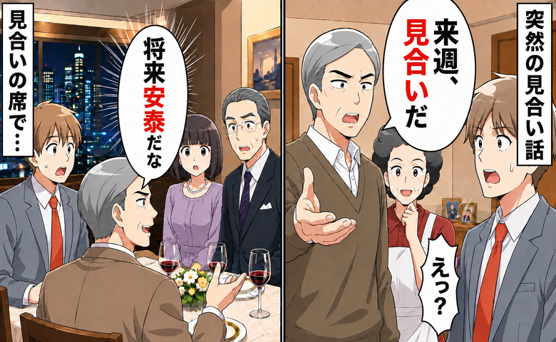 父から突然「来週、見合いだ」と言われ、驚く男性