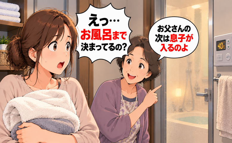 義実家の入浴ルールに戸惑う嫁